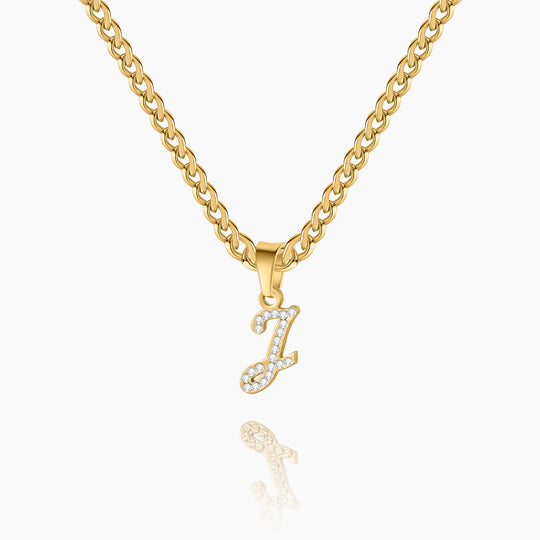 Script Iced Letter Necklace | Dorado Fashion