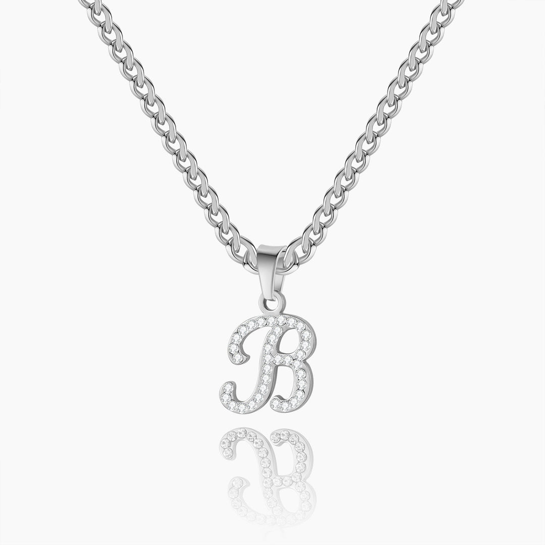 Script Iced Letter Necklace