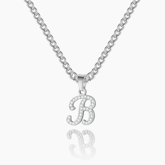 Script Iced Letter Necklace